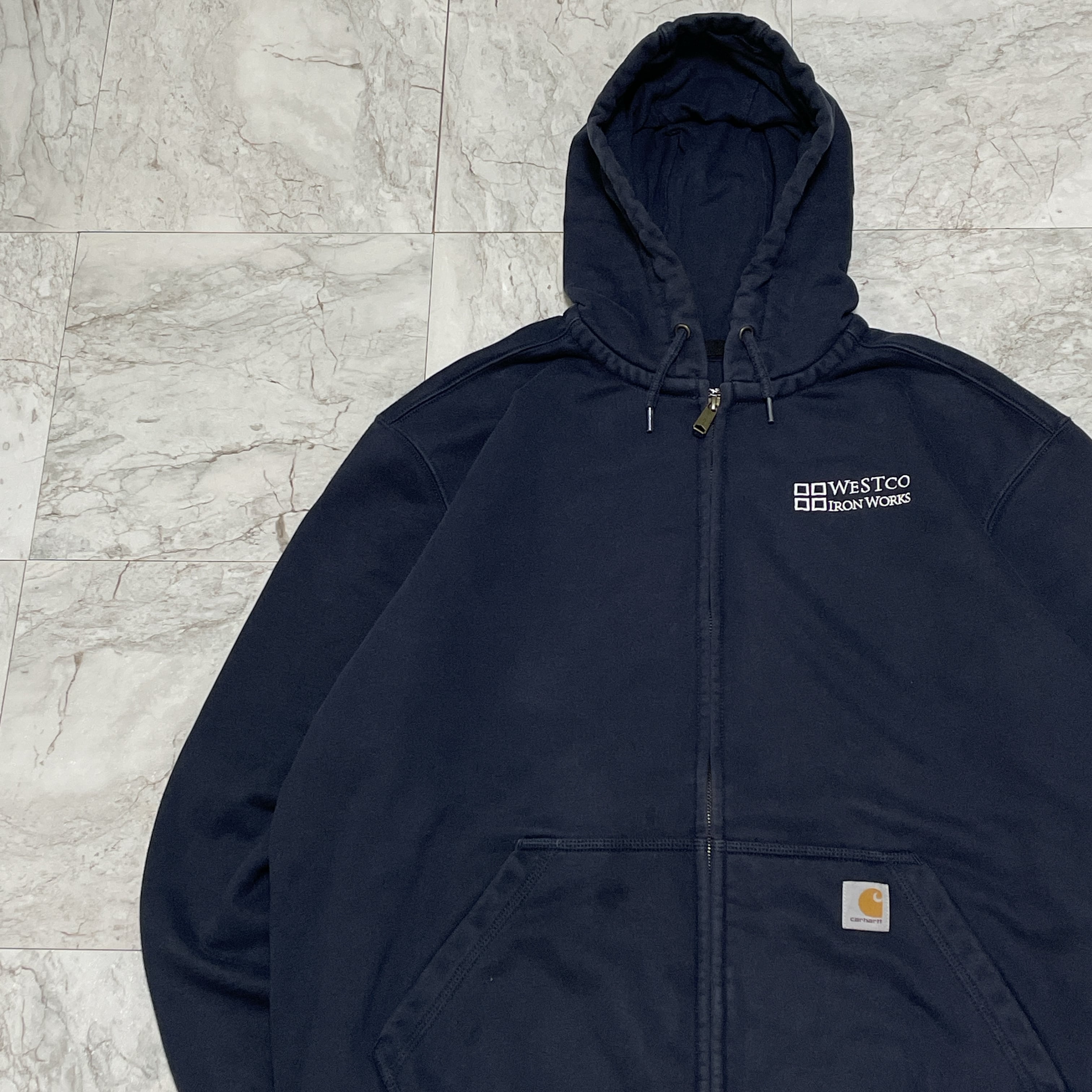 90～00s OLD STUSSY/Half zip Hoodie/China製/紺タグ/L/ハーフジップ