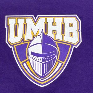 【Champion】カレッジロゴ UMHB メアリー・ハーディン・ベイラー大学 Mary Hardin-Baylor プリント ロンT ロングTシャツ 長袖Tシャツ チャンピオン X-LARGE ビッグサイズ パープル US古着