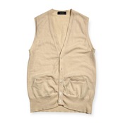 カシミヤ100% LeCENT レセント 前開き ニット ベスト /アイボリー メンズ