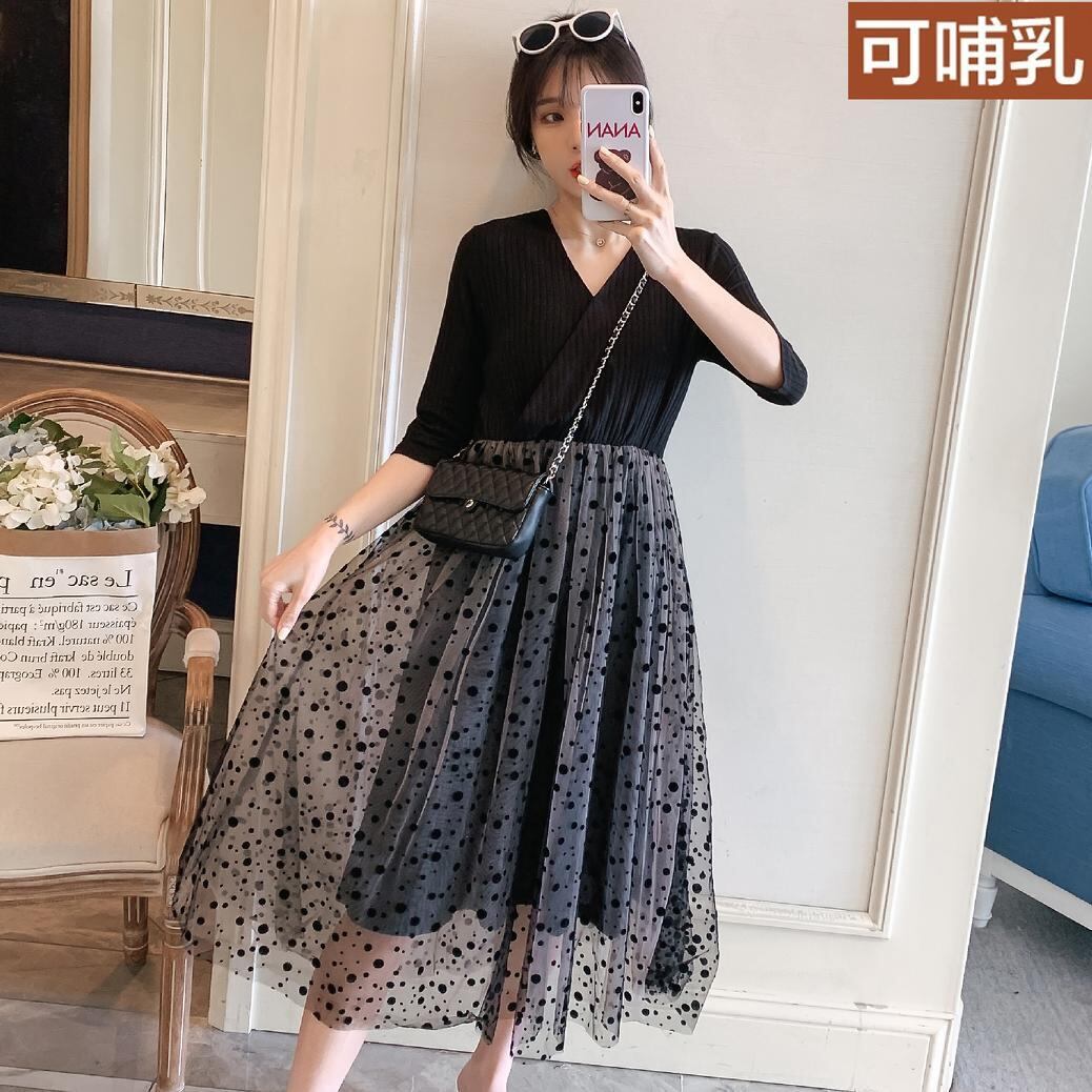 【新作】【送料無料】 1361＃マタニティ服痩身看護ドレスサマーガーゼパッチワーク母乳育児ドレス 夏物 AL expec328832864013