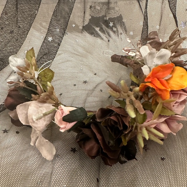 わんちゃん用ハロウィン　flower crown for witches　18㎝ 花冠 ・チョーカー（バレッタ付き）