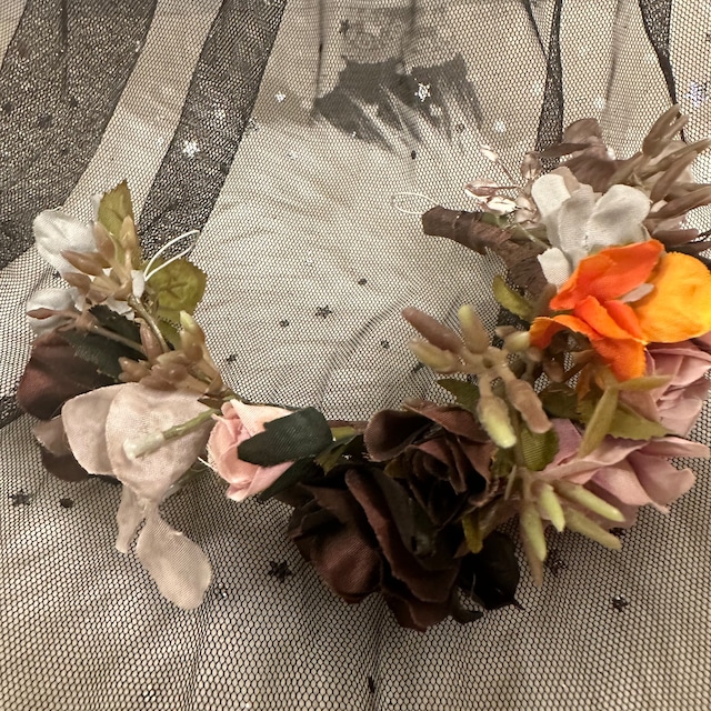 わんちゃん用ハロウィン　flower crown for witches　18㎝ 花冠 ・チョーカー（バレッタ付き）