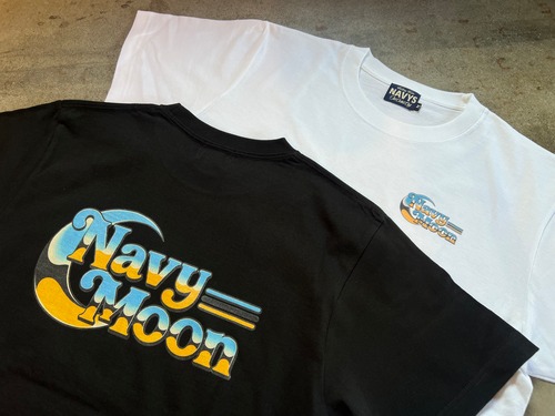 NAVY GRADATION MOON  TEE
