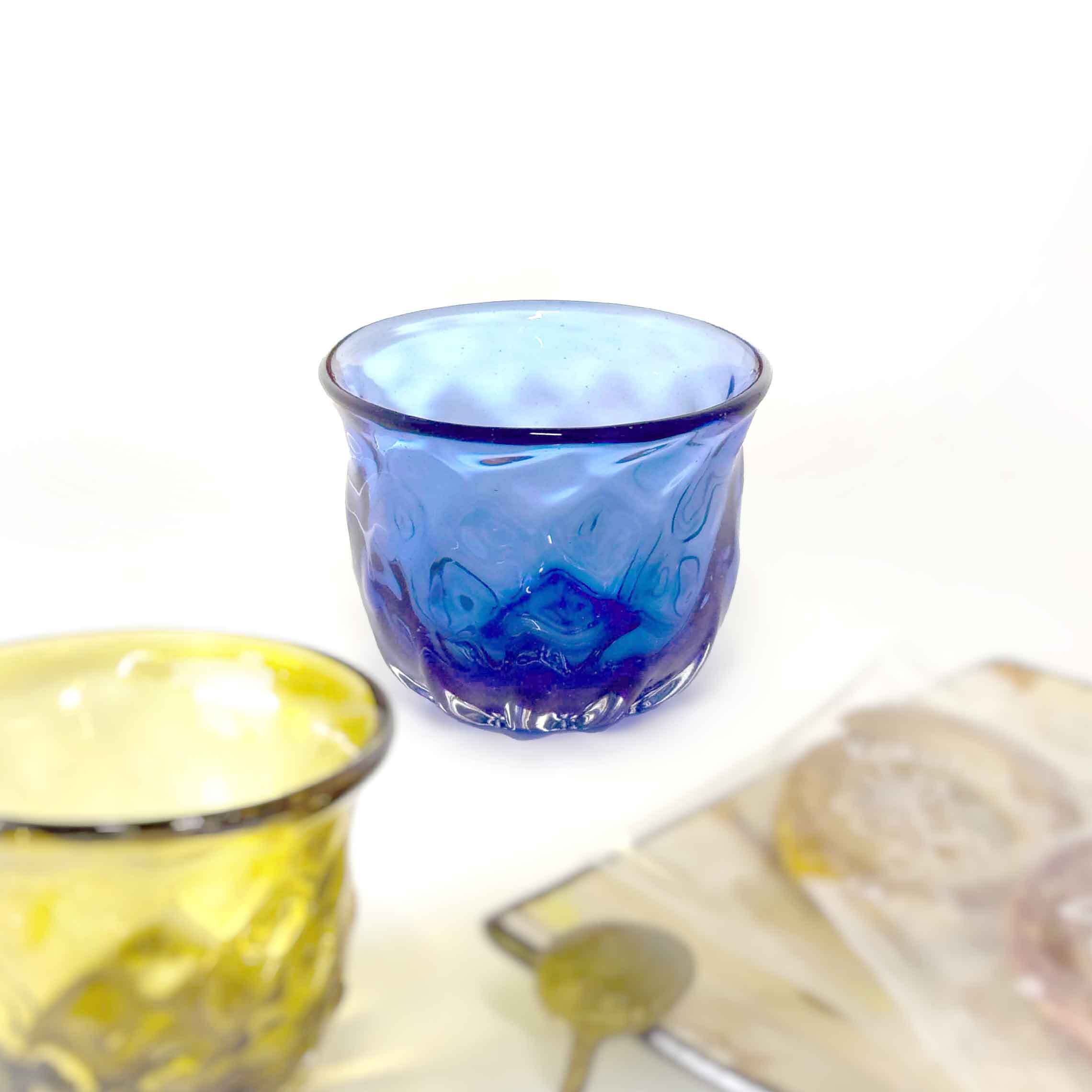 ガラス工房清天】みなも浅グラス 青 [琉球ガラス] | 【琉球ガラス】と