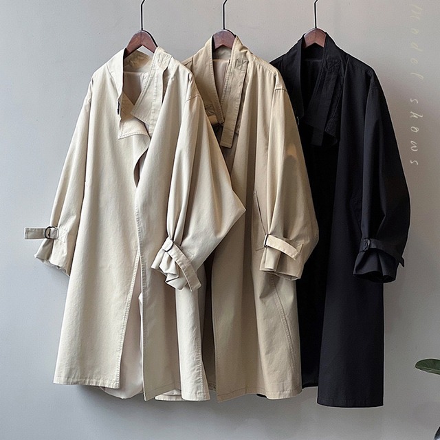 韓国スタイルのウインドブレーカー女性 ルーズロング コート 3col　YH8279