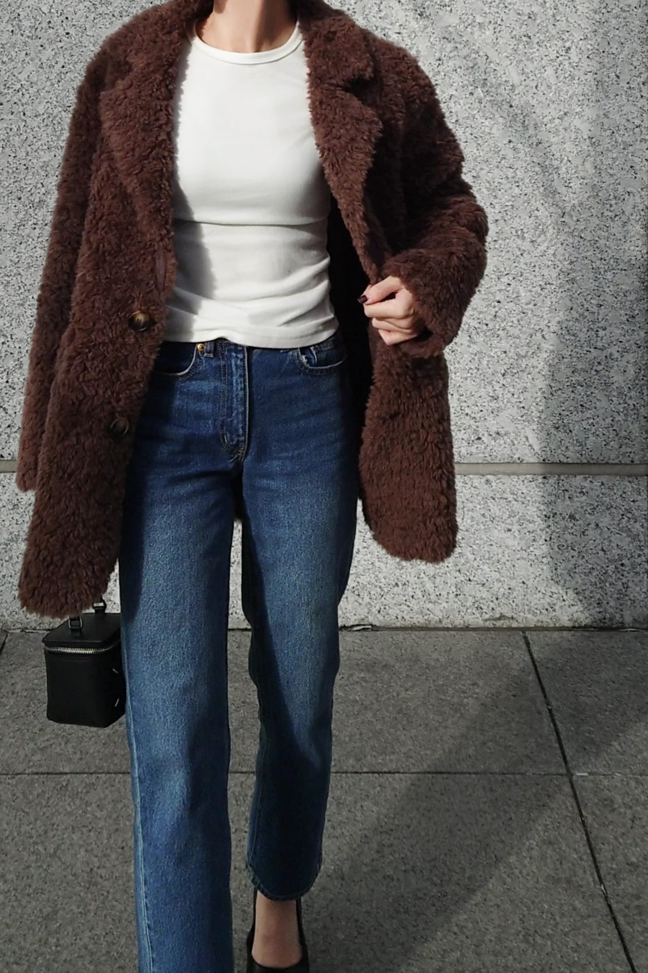 Noir ボアTailored Coat