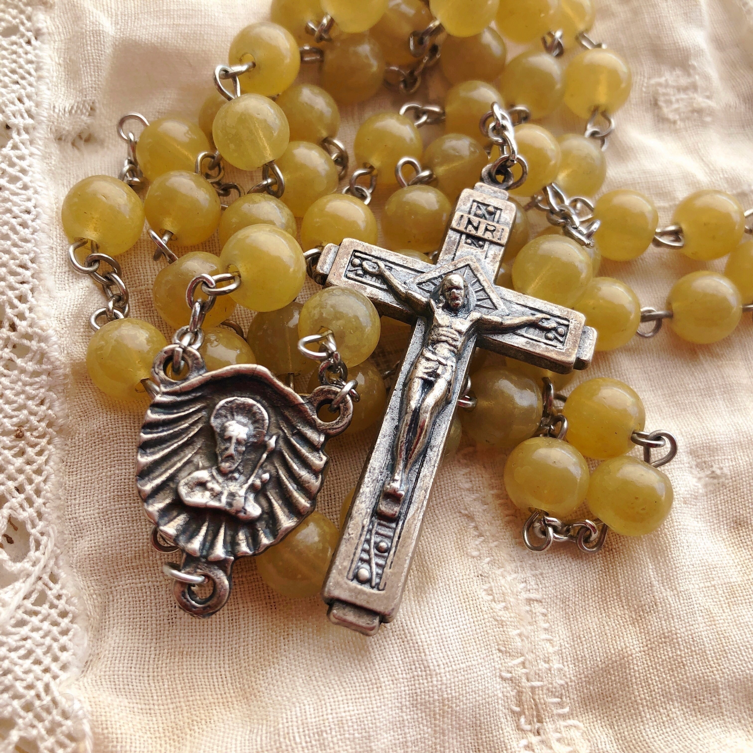 ブラッドストーンのアンティークロザリオフランス製