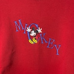 90s MICKEY & CO. ミッキーマウス 刺繍スウェット レッド USA製 BRAZOSボディ