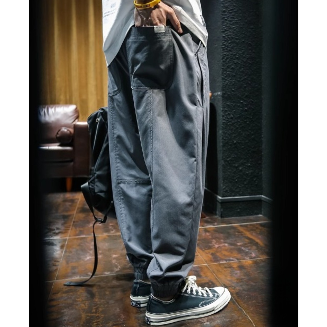 Tapered drawstring ankle pants 0959 - 9