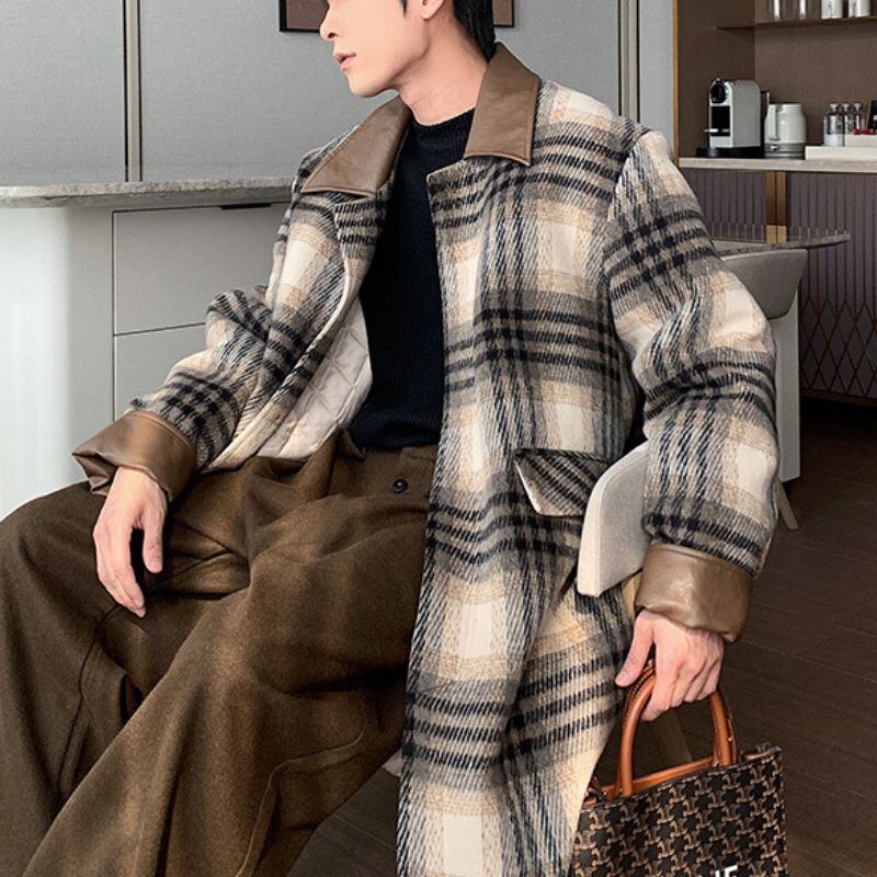 チェック柄ロング丈チェスターコート C10710