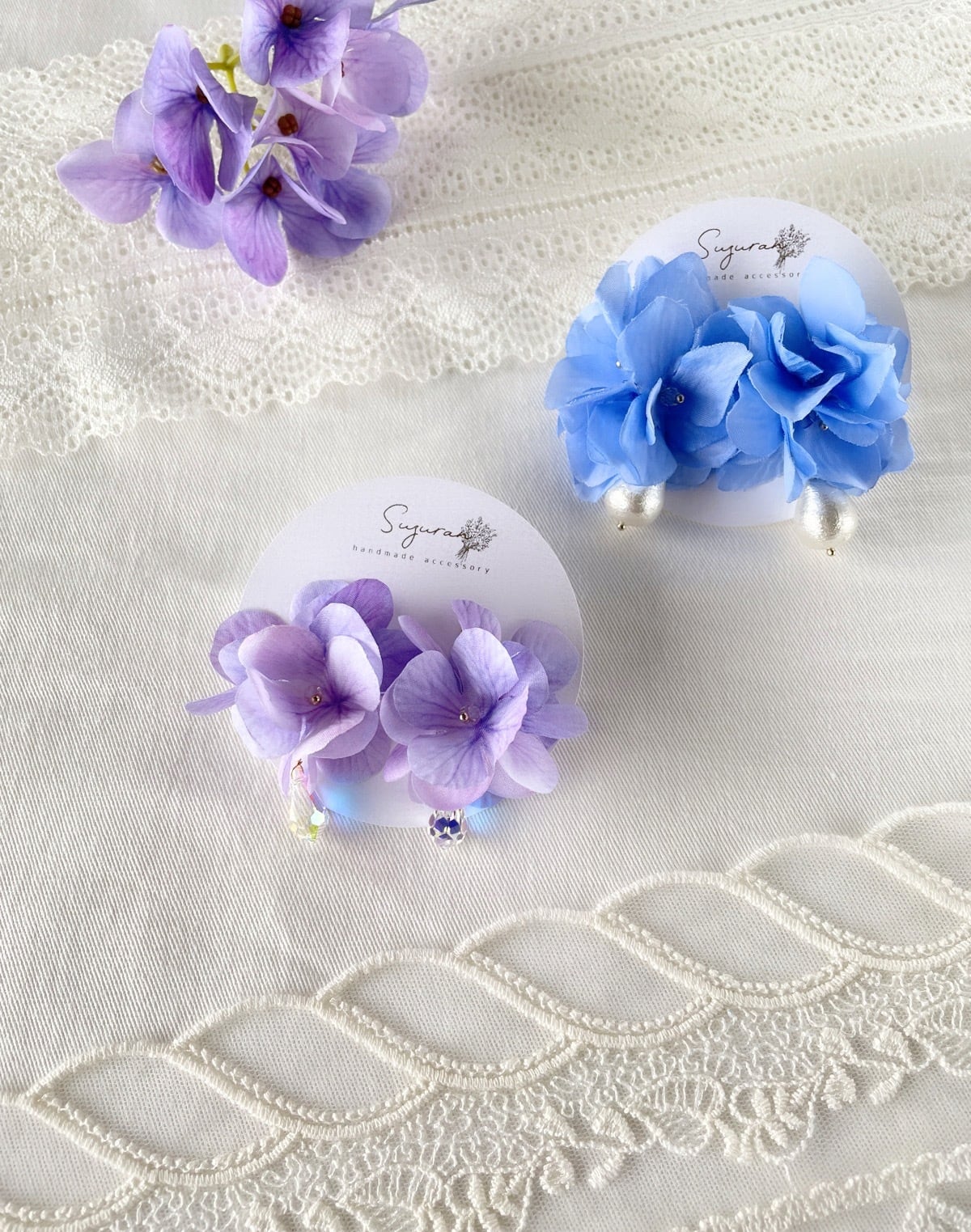 大人可愛い❣️大ぶり♡ラベンダー色 冬のフラワー樹脂ウサギちゃん