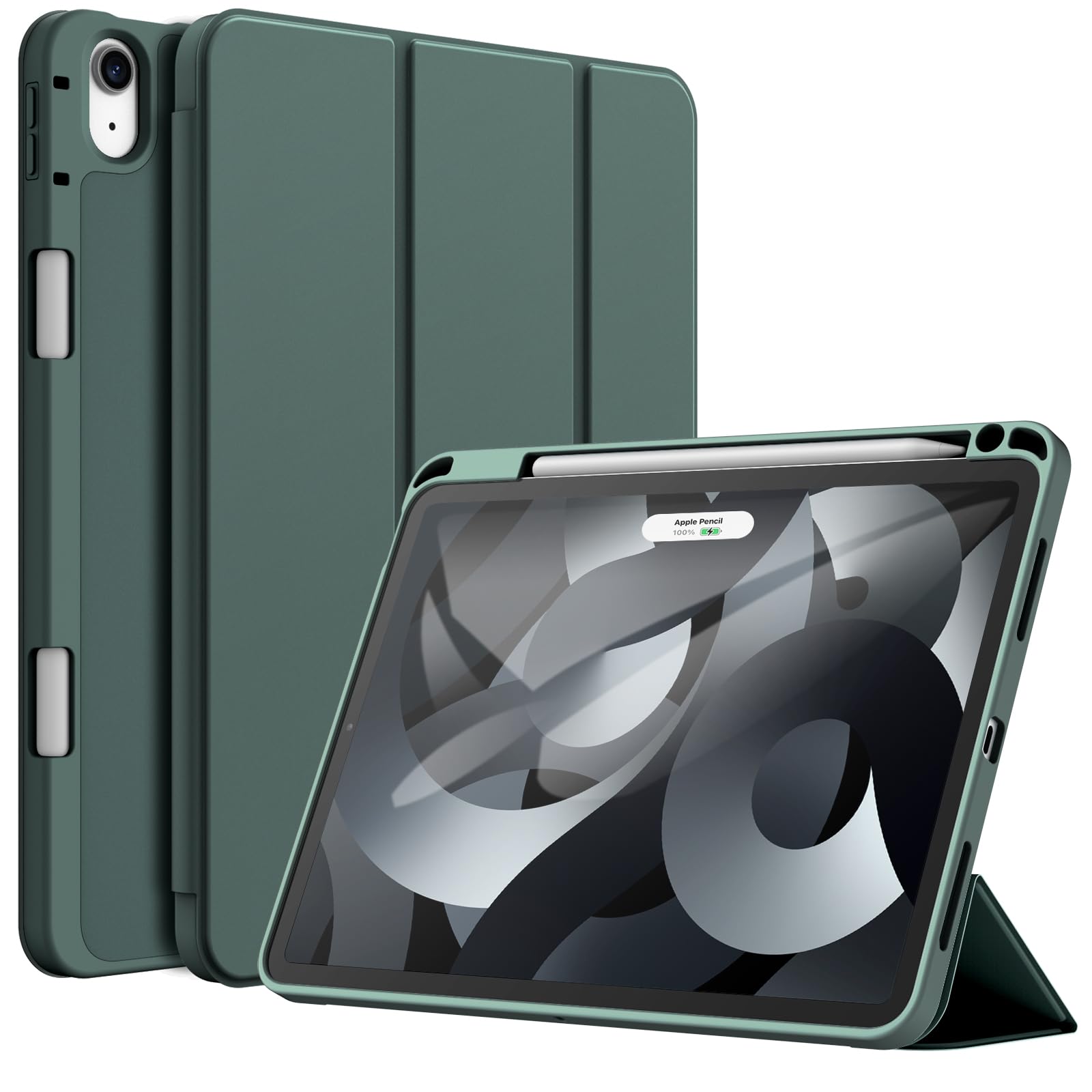 JETech iPad Air 11インチ M4/M3/M2・Air 5/4用 ケースカバー (ミッドナイトグリーン)
