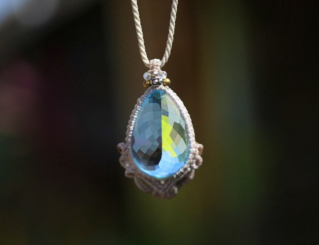 大粒55ct★ブルートパーズ マクラメネックレス　1481