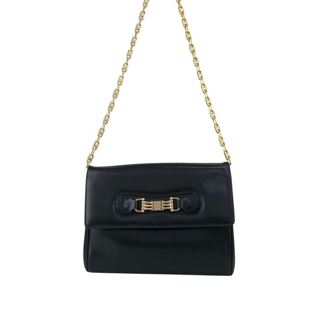 CELINE セリーヌ ショルダーバッグ ブラック ホースビット ブラゾンチェーン レザー vintage ヴィンテージ オールド zstzja