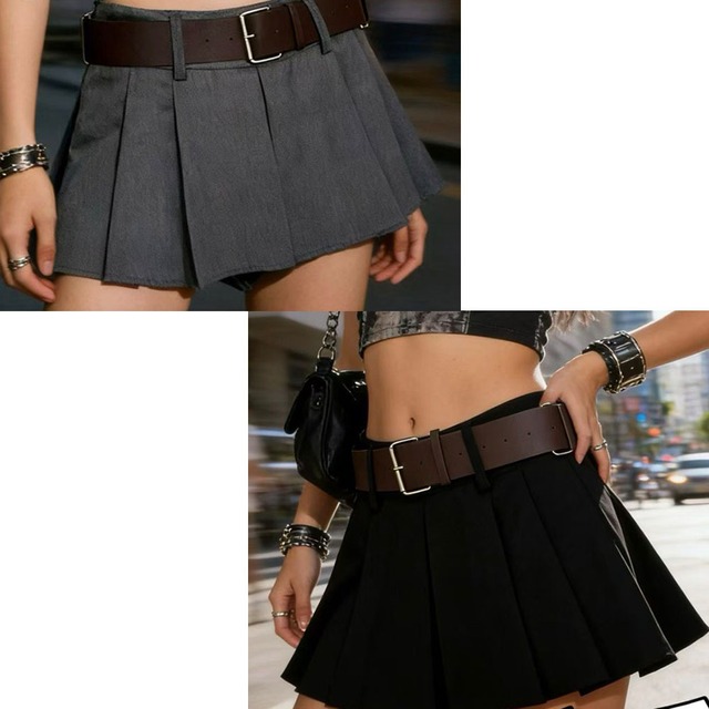 【SALE 50%OFF!!】ベルト付タックプリーツスカートパンツ プリーツスカート スカパン(123-8015)