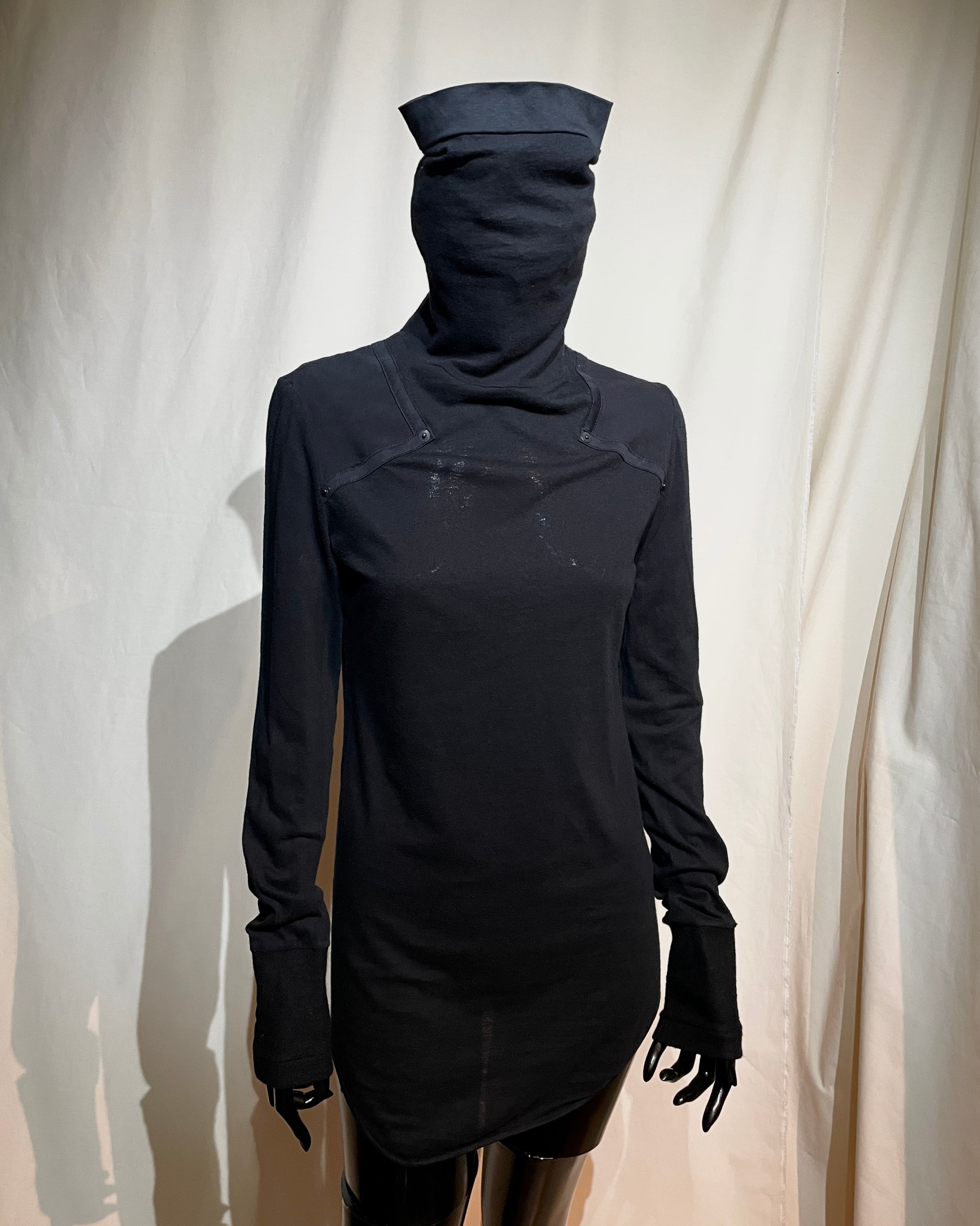 Y’s Red Label - Asymmetrical Hem Shoulder Patch “Ninja” L/S Top