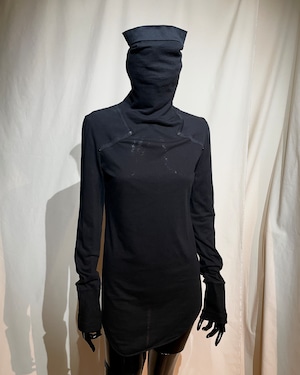 Y’s Red Label - Asymmetrical Hem Shoulder Patch “Ninja” L/S Top