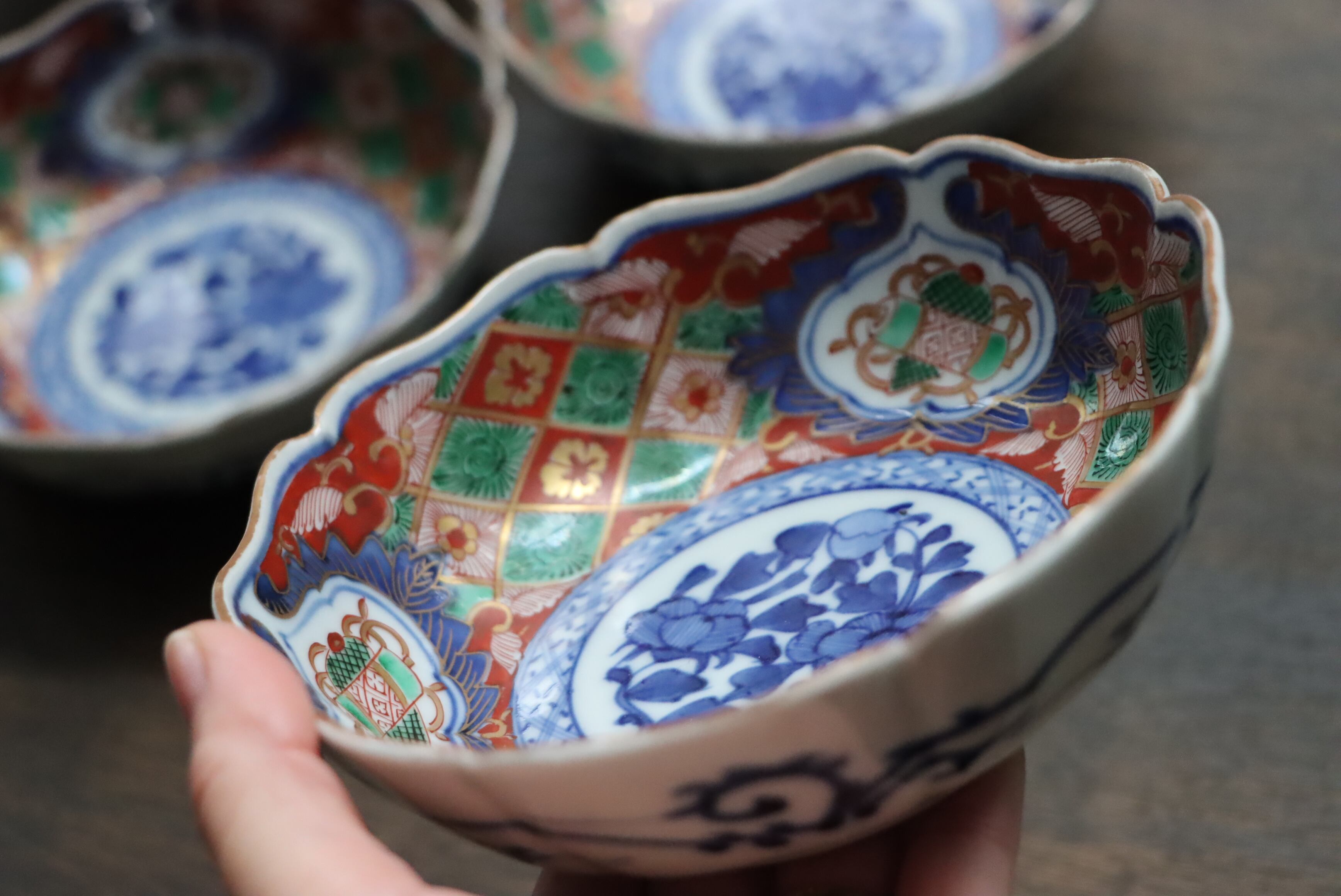 大聖寺伊万里 色絵 石畳文 膾皿 | (有)新原美術