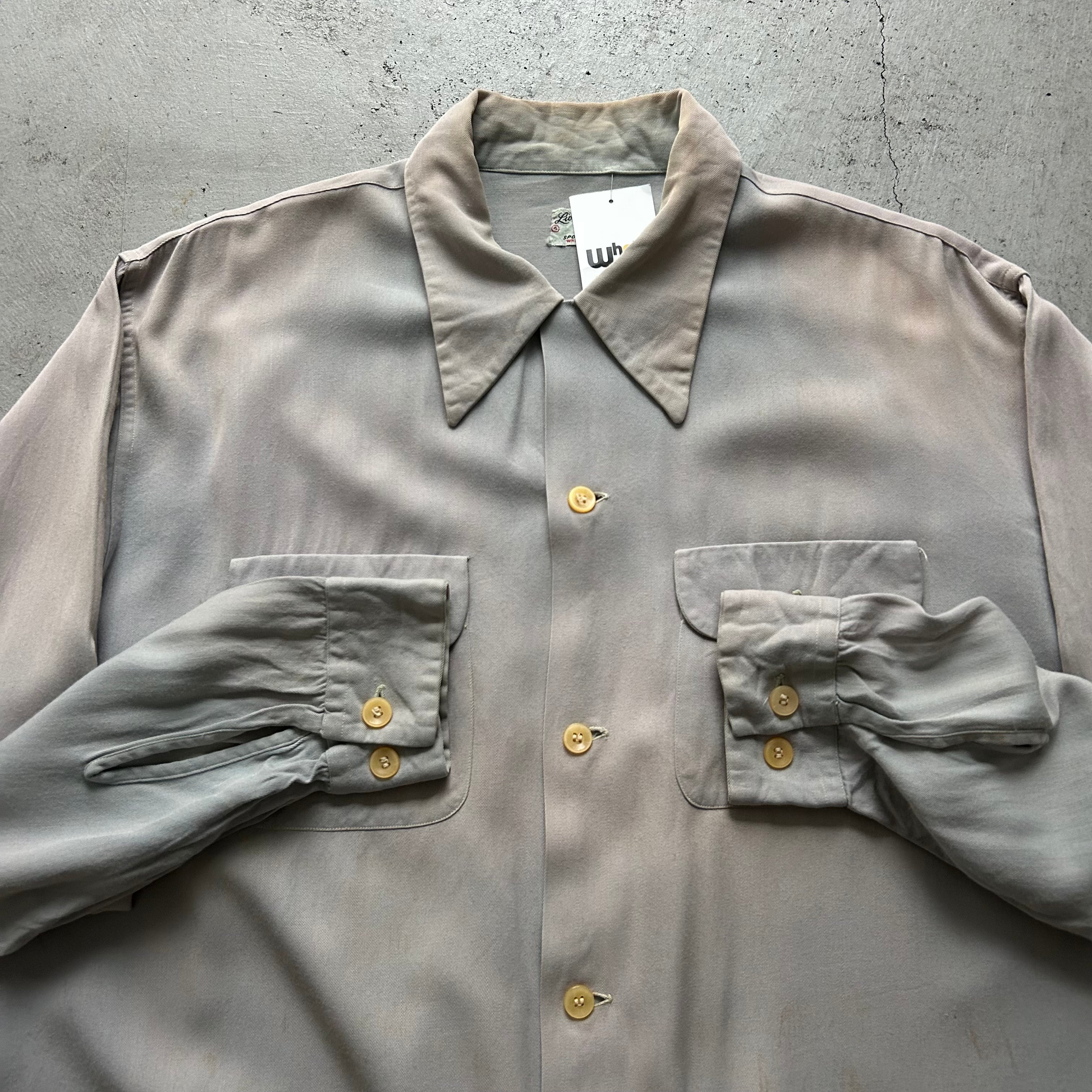 1940s Lion of Troy sunfade rayon work shirt size XL【高円寺店