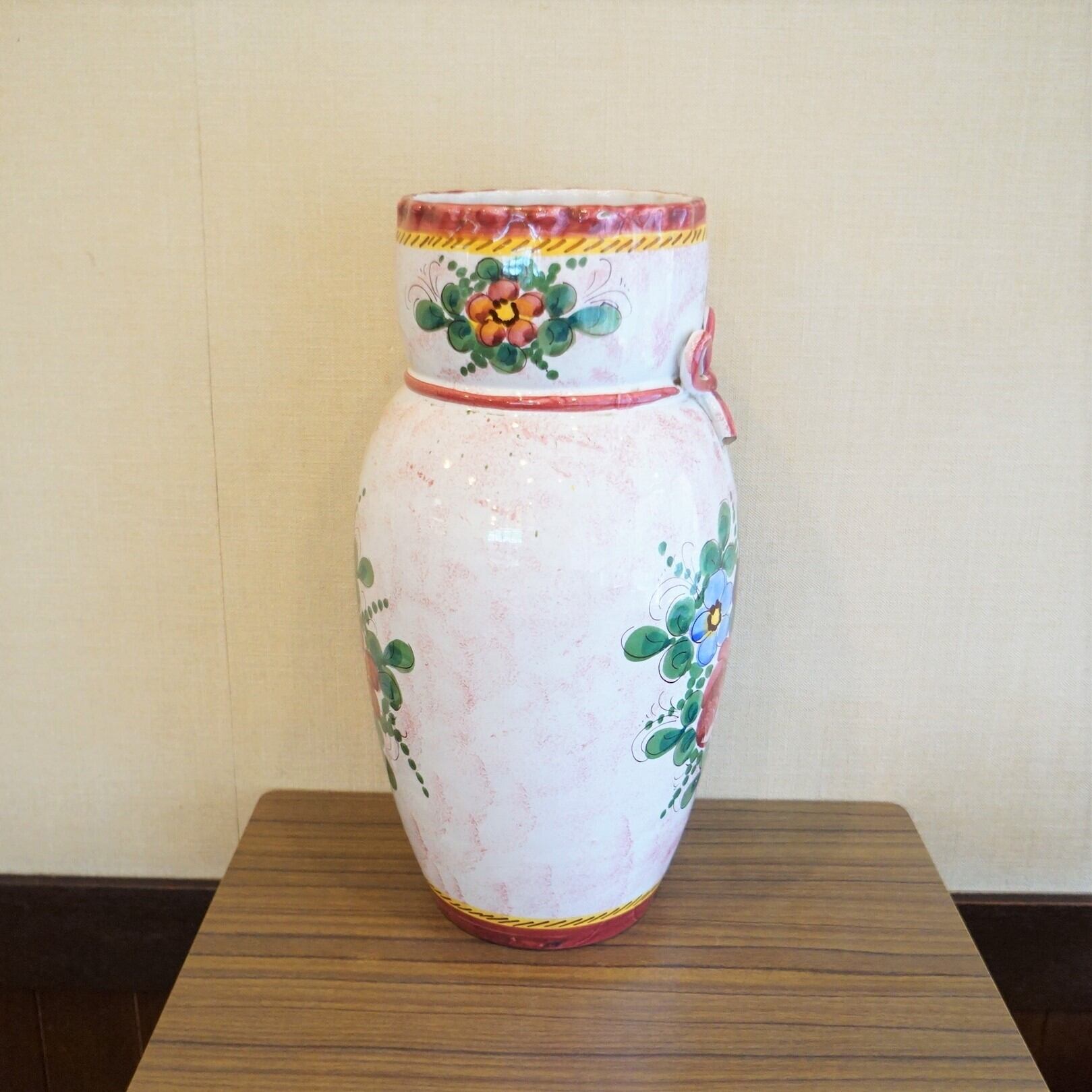 イタリア製 大きなハンドペイントのつぼ（花瓶） | 純喫茶家具の村田商會