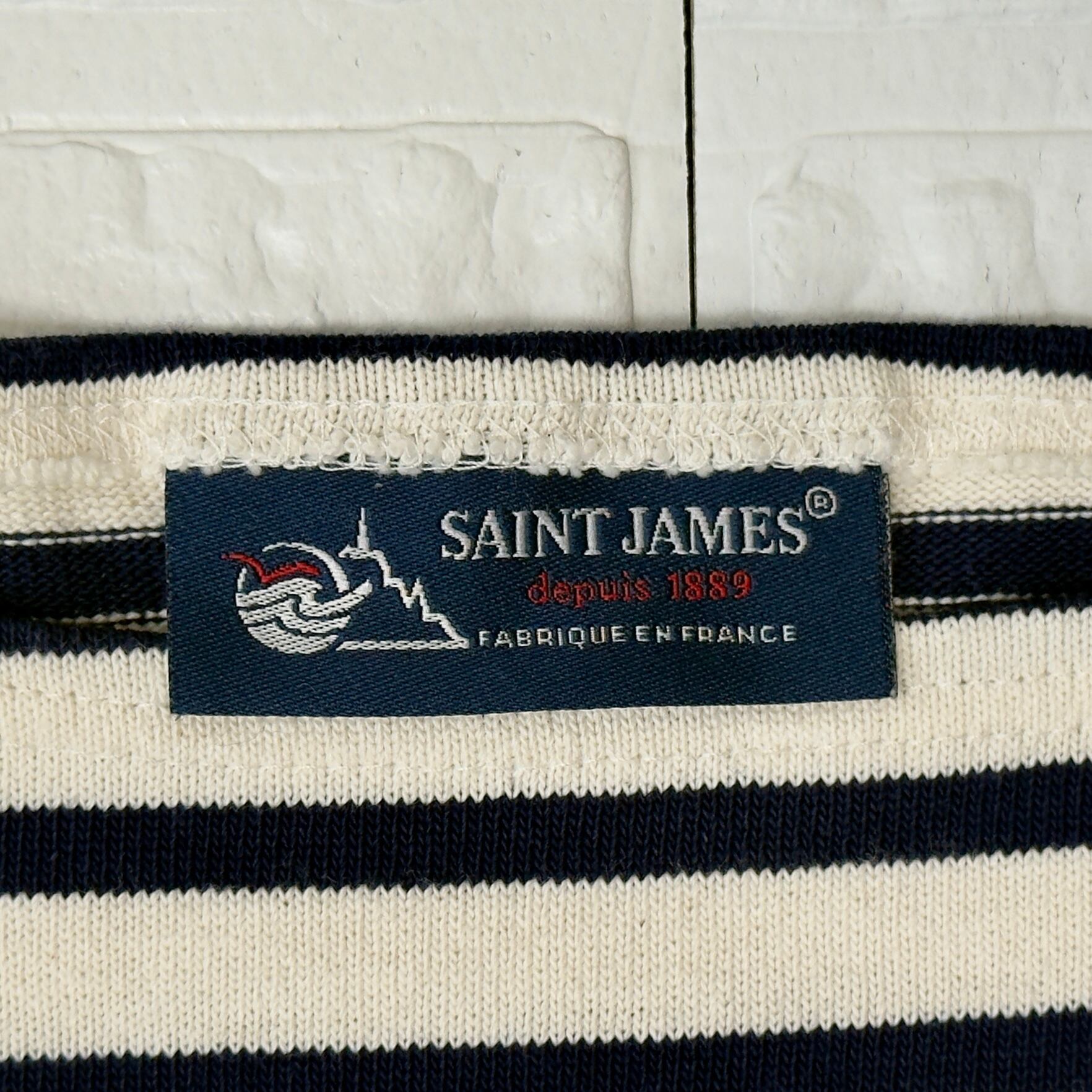 SAINT JAMES OUESSANT ボーダー バスクシャツ (エクリュ×マリン