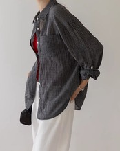 Sheer check relax Shirt L0160