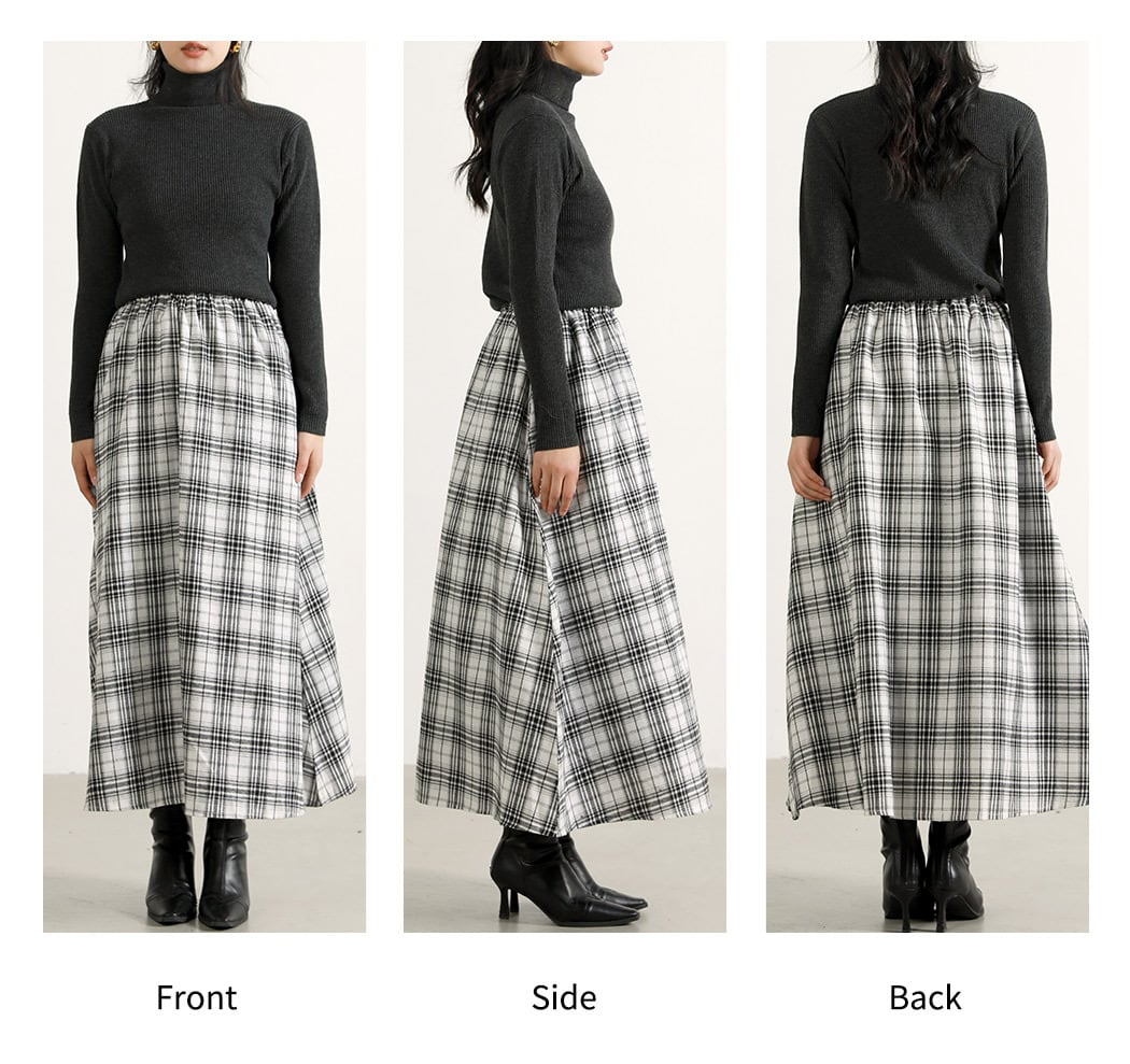 WACOALDIA チェック柄 フレアスカート スカート チェック柄 ロング丈 フレア ボリューム ボトムス レディース