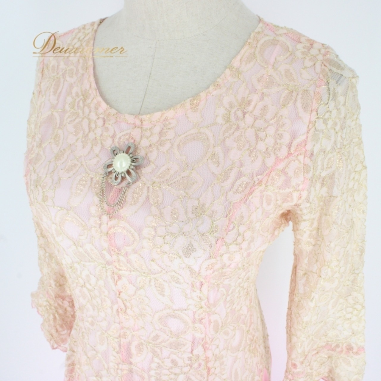 社交ダンス 衣装 スタンダード ドレス ワンピース パーティドレス レディース ピンク系 ゴールド系 花柄 レース 長袖 準正装 長袖 華やか フォーマル ドレッシー かわいい おしゃれ 大人 レディース服 伸縮性 ふんわり 二重スカート 高級感 洗練 上品 パーティー用 社交ダンス用 ルームウェア お出かけ 撮影用 人気商品 トレンド