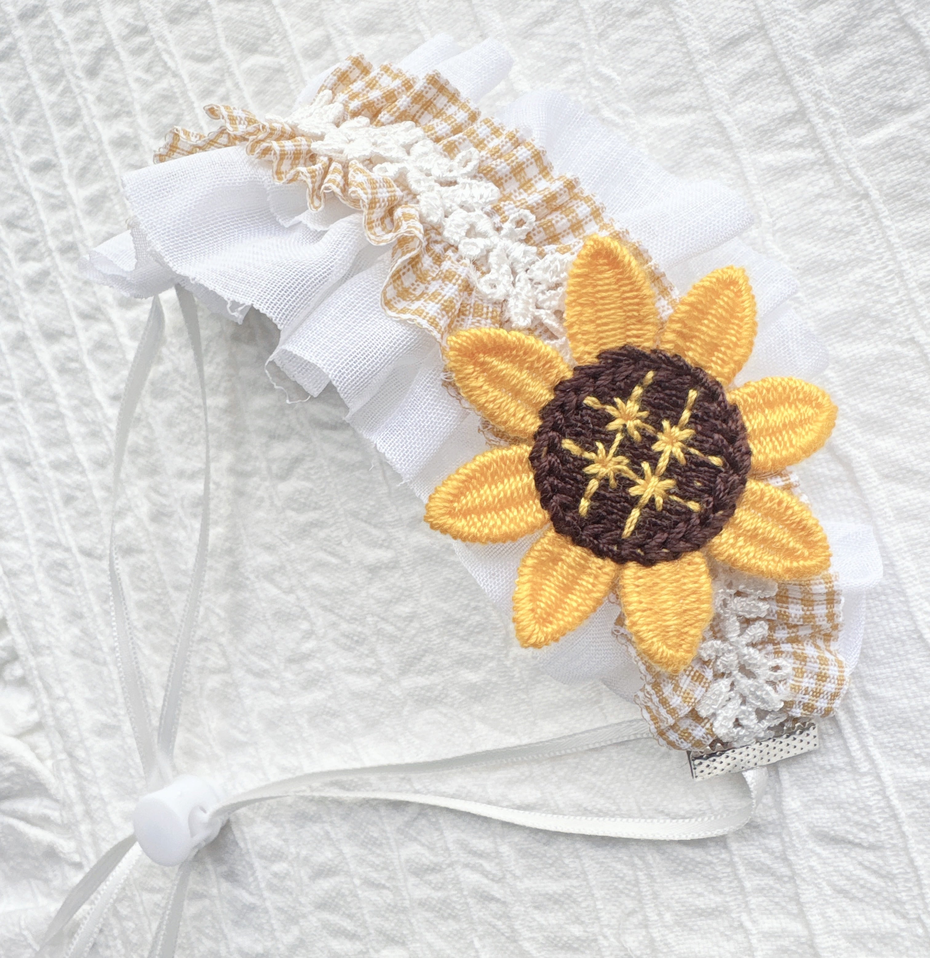 刺繍ひまわりヘッドドレス
