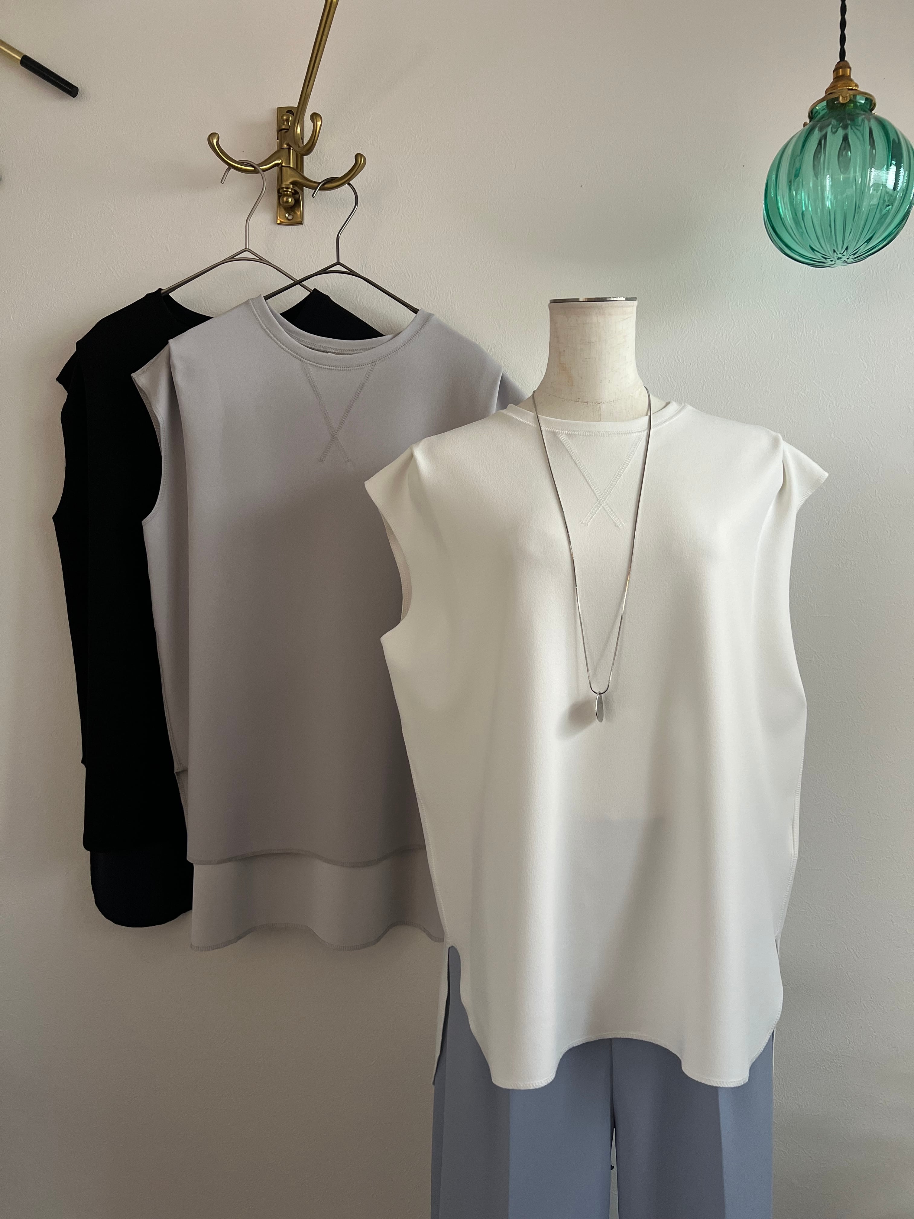 【ma couleur/ヤマトドレス】 ジョーゼットライトジャージＶガゼットタンク J-4762