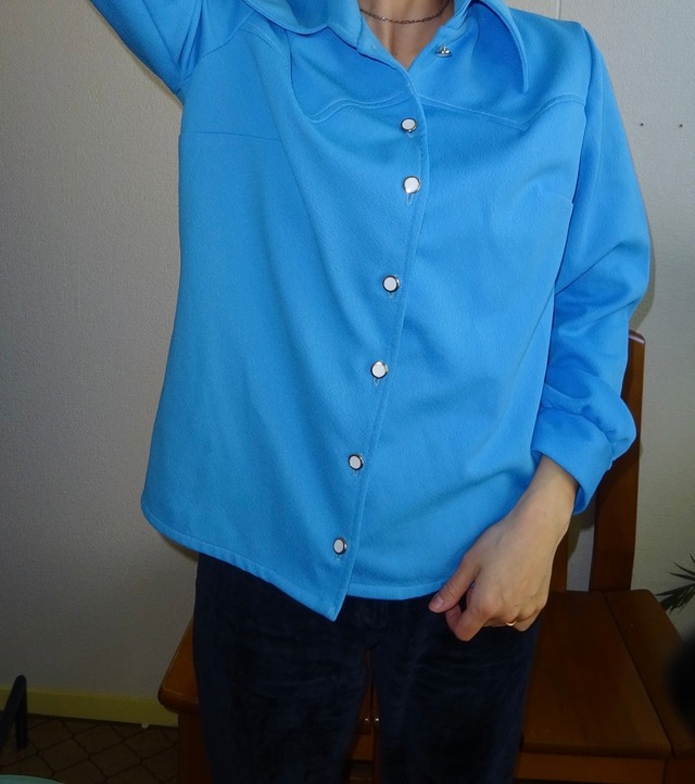 70s～US vintage white stitch shirt