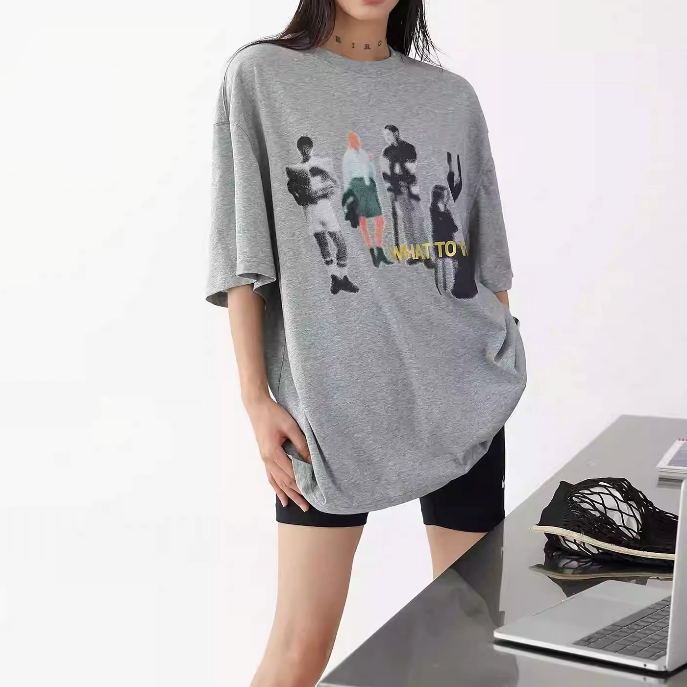 プリント 半袖 オーバーサイズ Tシャツ 3color ATO0224