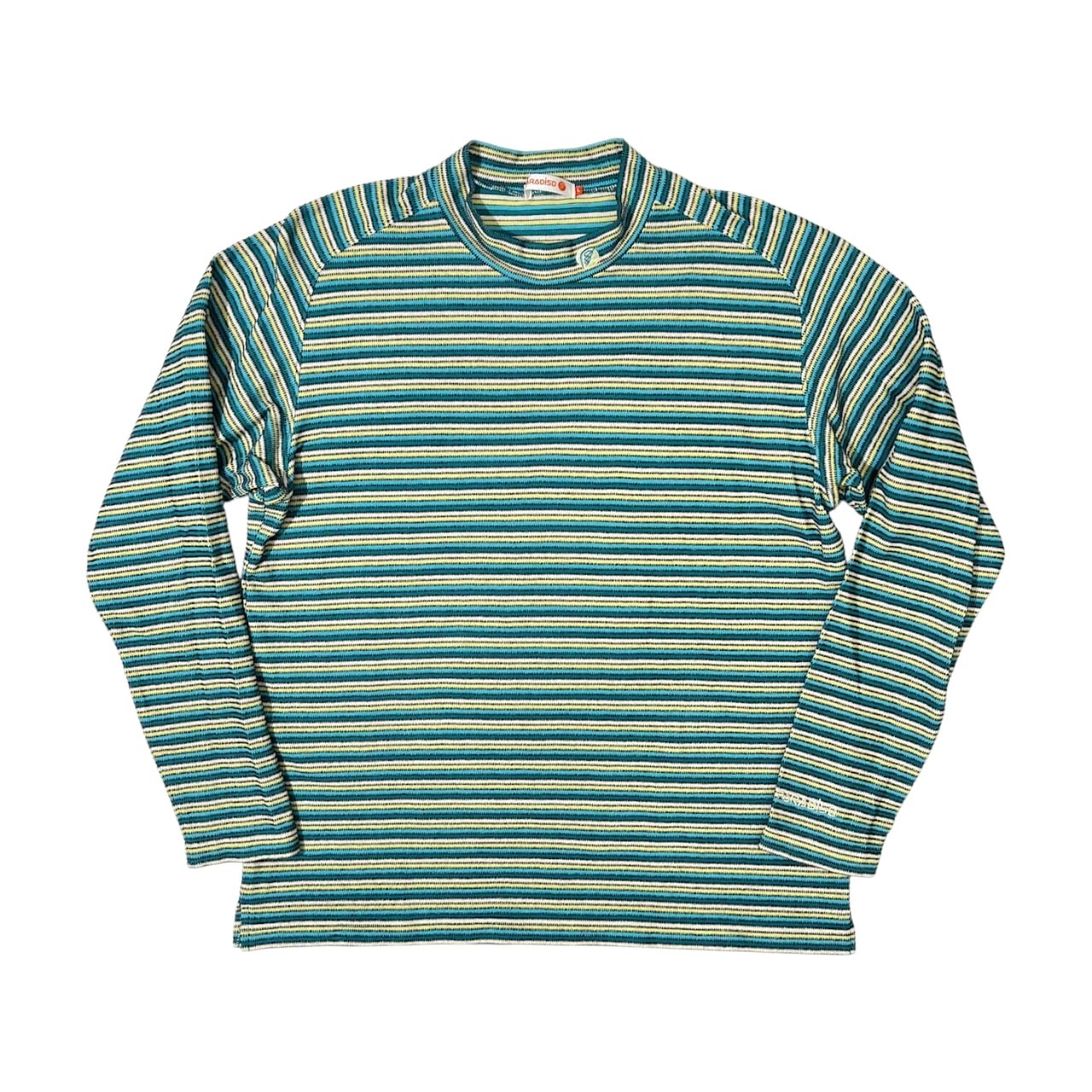 Paradiso パラディーソ マルチボーダー柄 ハイネック 長袖Tシャツ カットソー L /ゴルフ/スポーツ/メンズ