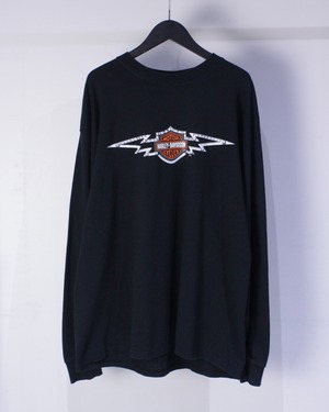 【Caka BLACK】“HARLEY DAVIDSON” Logo Print Loose L/S T-Shirt