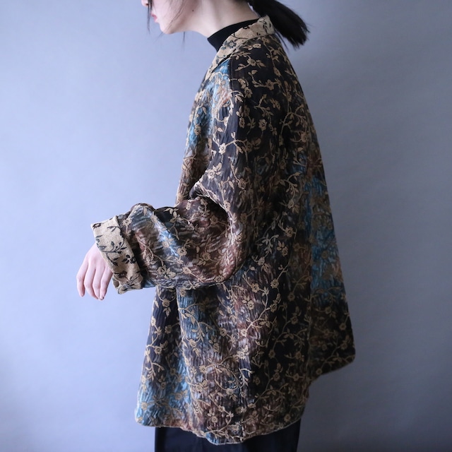 "reversible" beautiful pattern over silhouette chenille weave shirt jacket