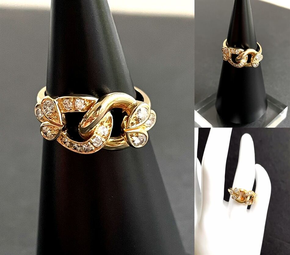 CHAUMET ショーメ K18YG 13P ダイヤモンド フラワー リーフ リング