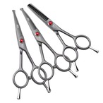 ペットシザー 2本セット カーブシザー ストレートシザー セニングシザー ペット用 4.5インチ 細部 安全 ペットサロン トリマー