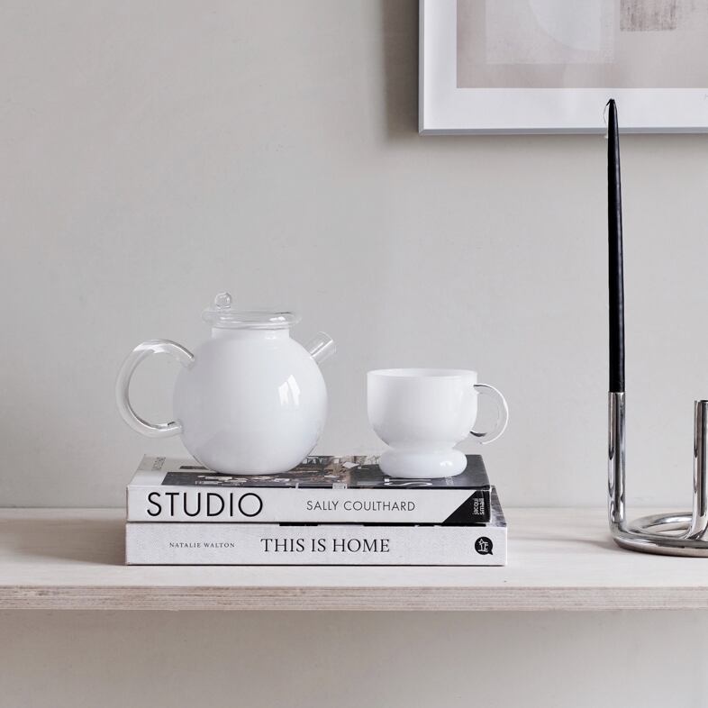 Heating Glass Tea Set white