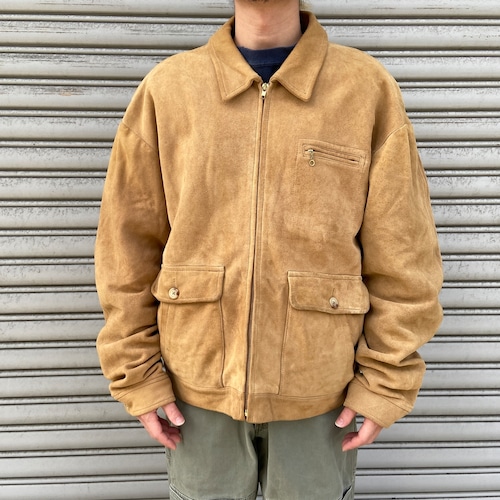 90s RalphLauren スエードスポーツジャケット ベージュ XL