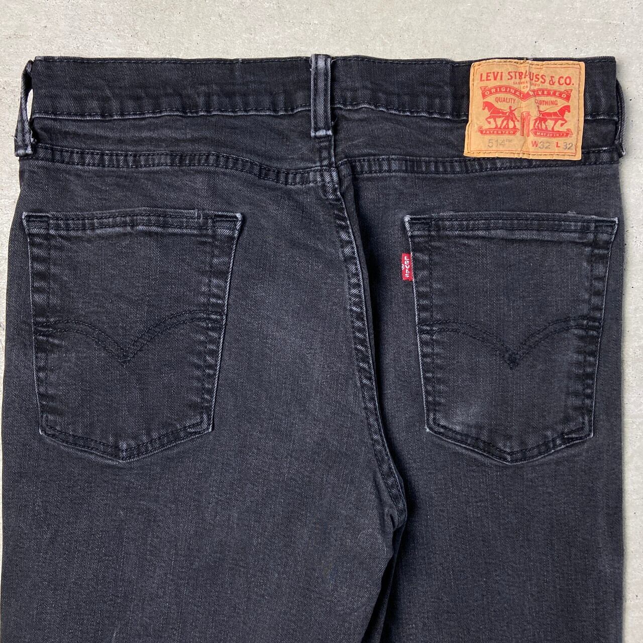 Levi's ブラック ストレートデニム W32 L28 Levi's リーバイス 514 スリムストレート ブラックデニムパンツ メンズ