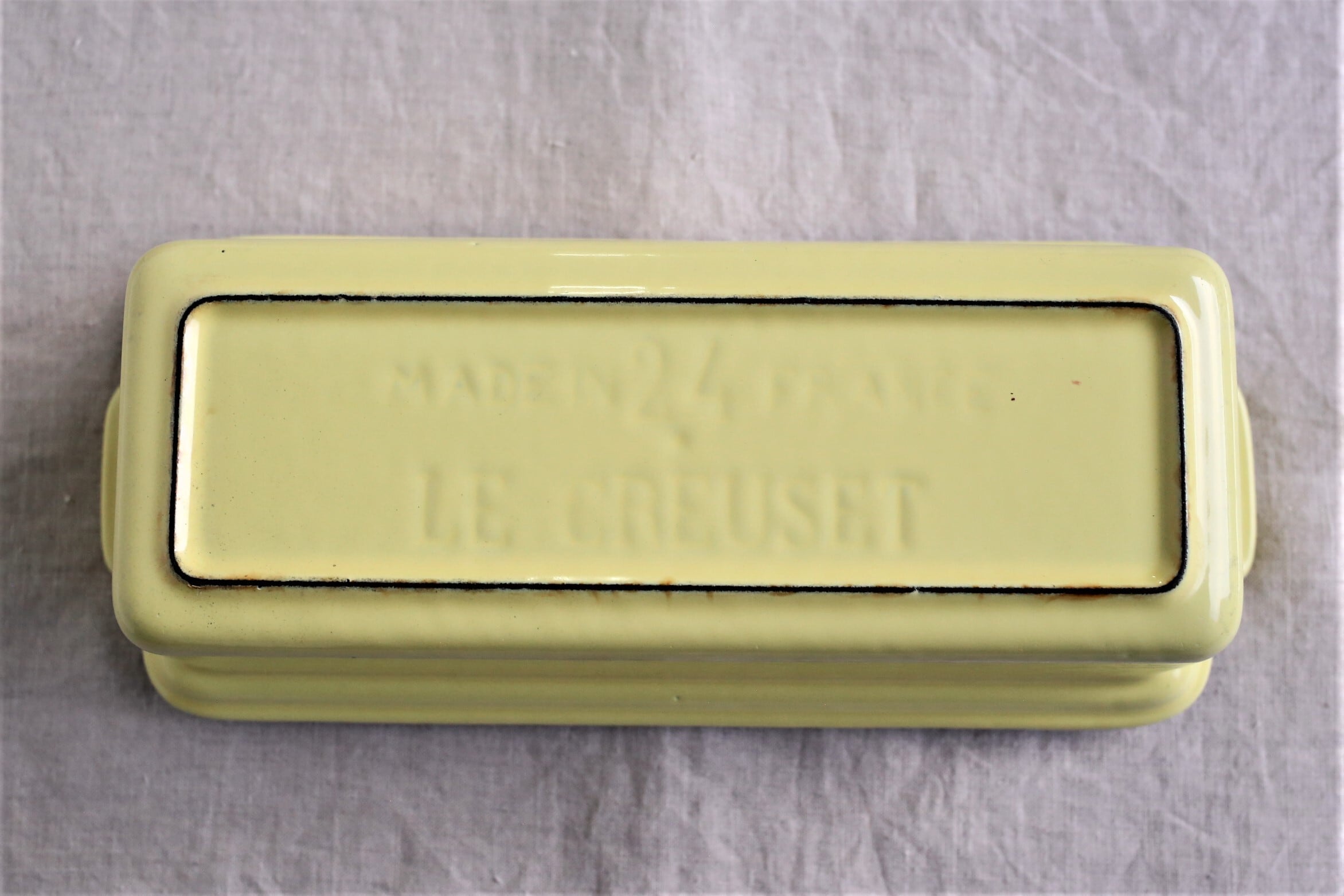 フランス ヴィンテージ ル・クルーゼ Le Creuset テリーヌ 黄色 サイズ