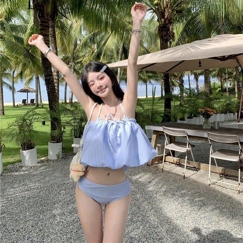 2色】【3点セット】水着 ビキニ セクシー ガーリー バックオープン