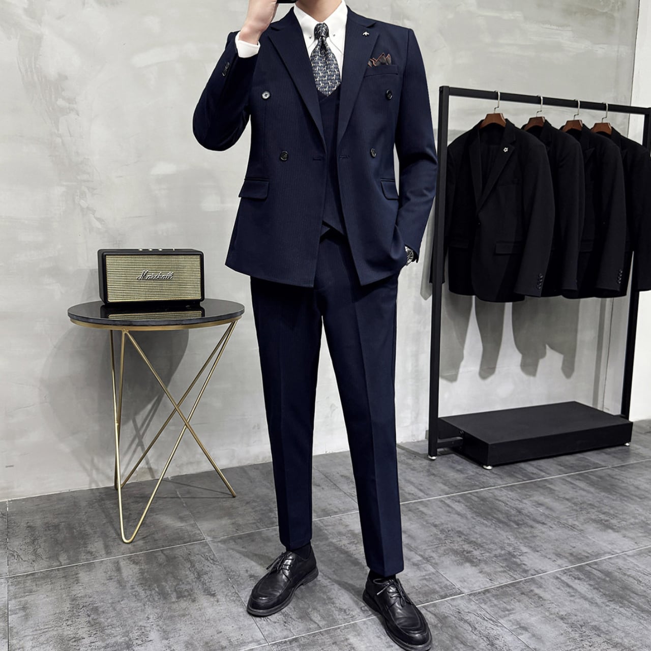 ダブルブレスト スリーピース スーツ 4色 11408