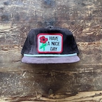 Circa 70's Vintage Corduroy Trucker Hat ”HAVE A NICE DAY"