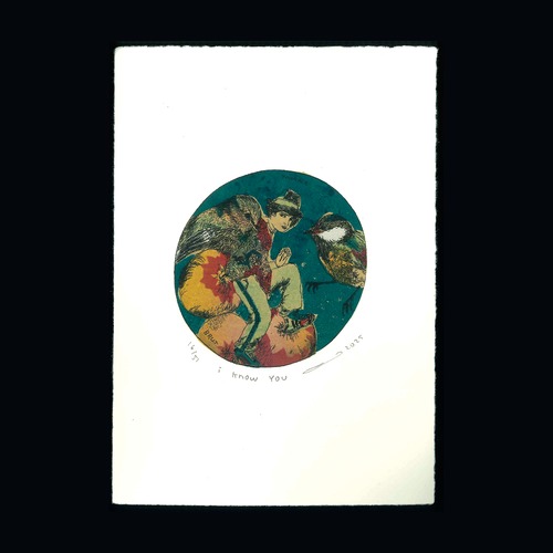 銅版画：イシイアツコ「i know you」