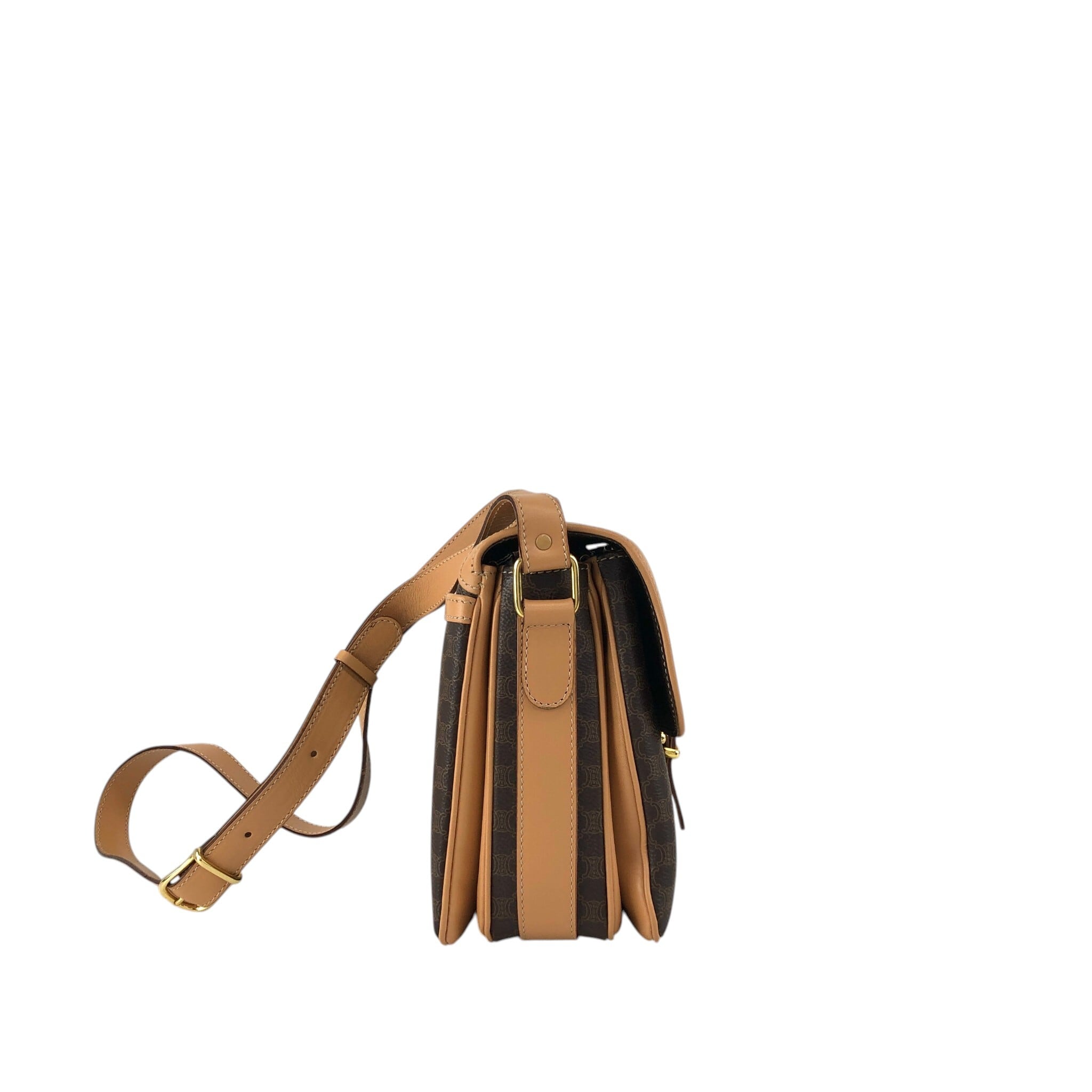 CELINE セリーヌ マカダム ショルダーバッグ ブラウン ブラゾン型押し