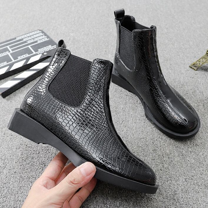 ROUND TOE SIDE ELASTIC RUBBER SOLE SHORT BOOTS 2colors M-3904