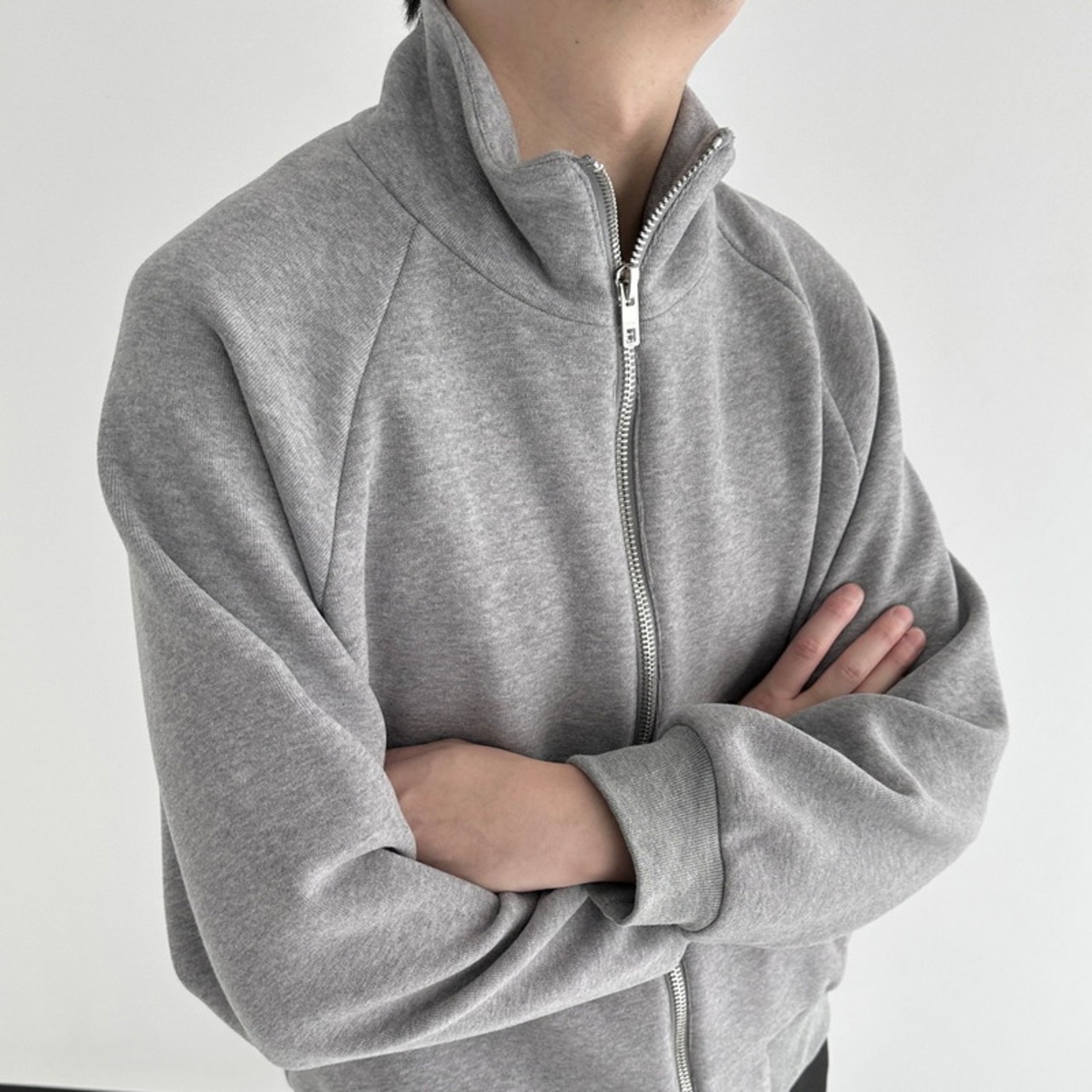 ダブルジップハイネックスウェットカーディガン　924