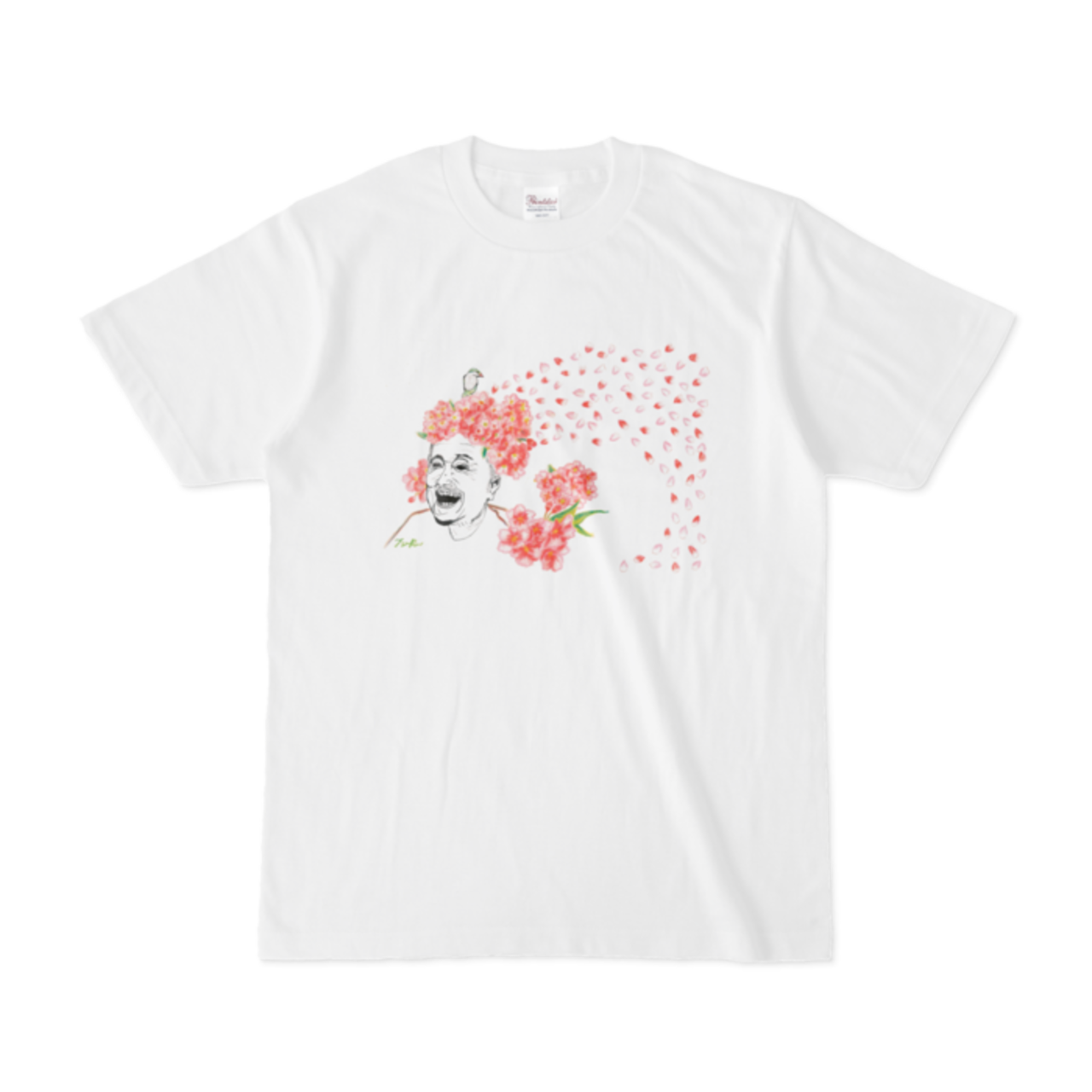 【花おっさん】白Tシャツ（絵柄K-サクラ）