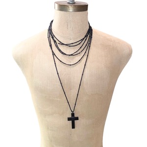 GUCCI wood cross long beads chain necklace